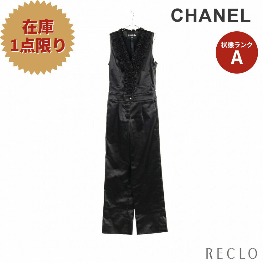 CHANELサロペットオールインワンシルク100% イタリア製ブラック CHANELサロペットオールインワンシルク100% イタリア製ブラック