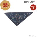 エルメス HERMES カレ HERMES STORY トライアングル スカーフ 刺繍 シルク ネイビー マルチカラー 【中古】