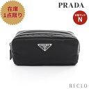 プラダ PRADA TESSTO + SAFFIAN ポーチ ナイロン サフィアーノレザー ブラック 2NA045【中古】