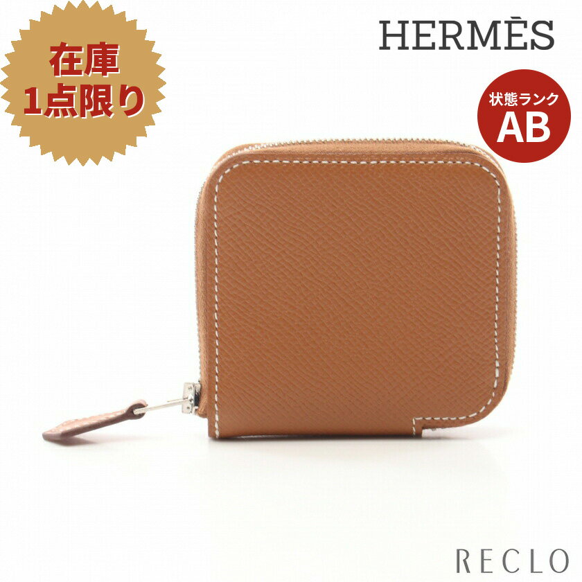 【SALE 3%OFF】エルメス HERMES アザップコンパクト シルクイン ゴールド コインケース ヴォーエプソン ブラウン シルバー金具 C刻印 【中古】