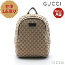 グッチ GUCCI GGキャンバス バックパック リュックサック キャンバス レザー ベージュ ダークブラウン 449906 【中古】