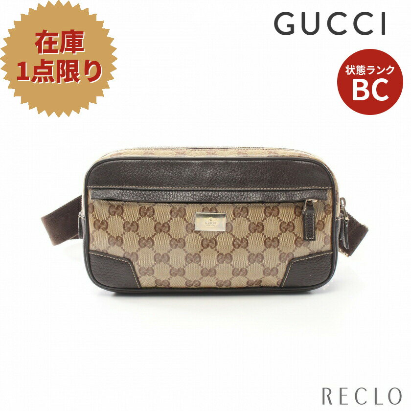 【10周年SALE!!15%OFF以上】グッチ GUCCI GGクリスタル ボディバッグ ウエストバッグ コーティングキャンバス レザー ベージュ ダークブラウン 336672 【中古】 送料無料10th_all_2_bg_10th_2