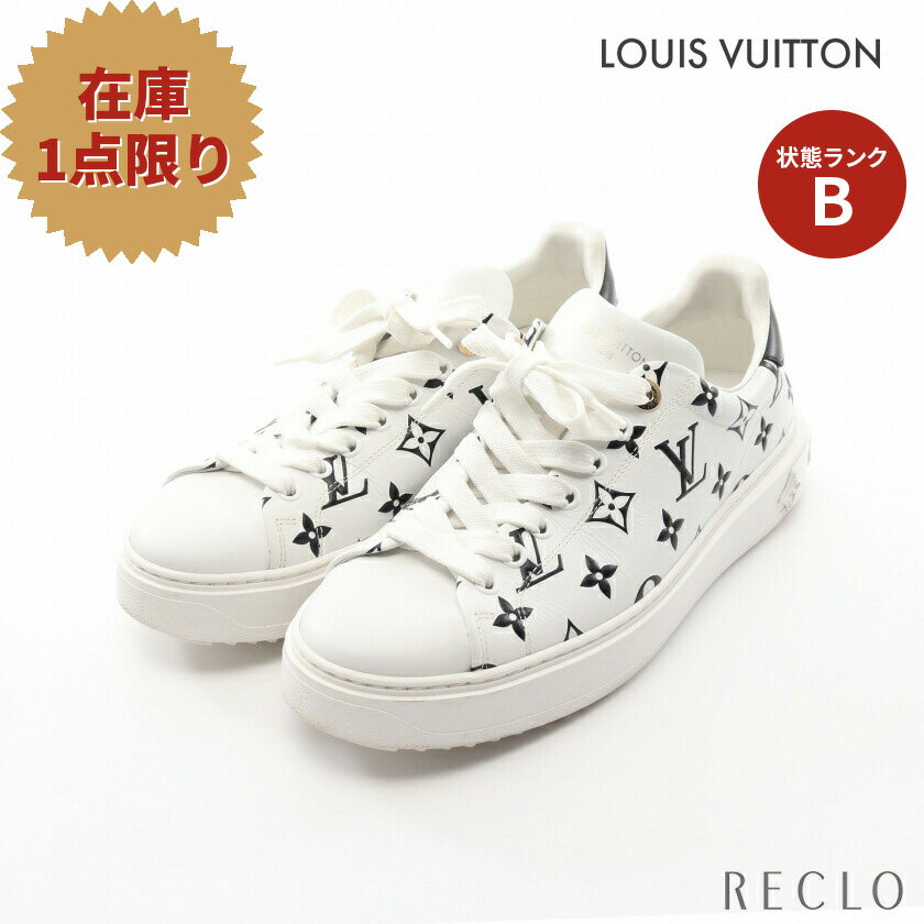 楽天RECLO（リクロ）楽天市場店【スーパーSALE限定!!10％OFF以上】ルイヴィトン LOUIS VUITTON タイムアウトライン モノグラム スニーカー レザー ホワイト ブラック 【中古】 送料無料 ルイビトン_2406ss_all_sp_0604