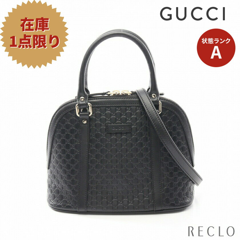 【10周年SALE!!10%OFF以上】グッチ GUCCI マイクログッチシマ ハンドバッグ レザー ブラック 2WAY 449654 【中古】 送料無料 美品10th_all_2_bg_10th_2