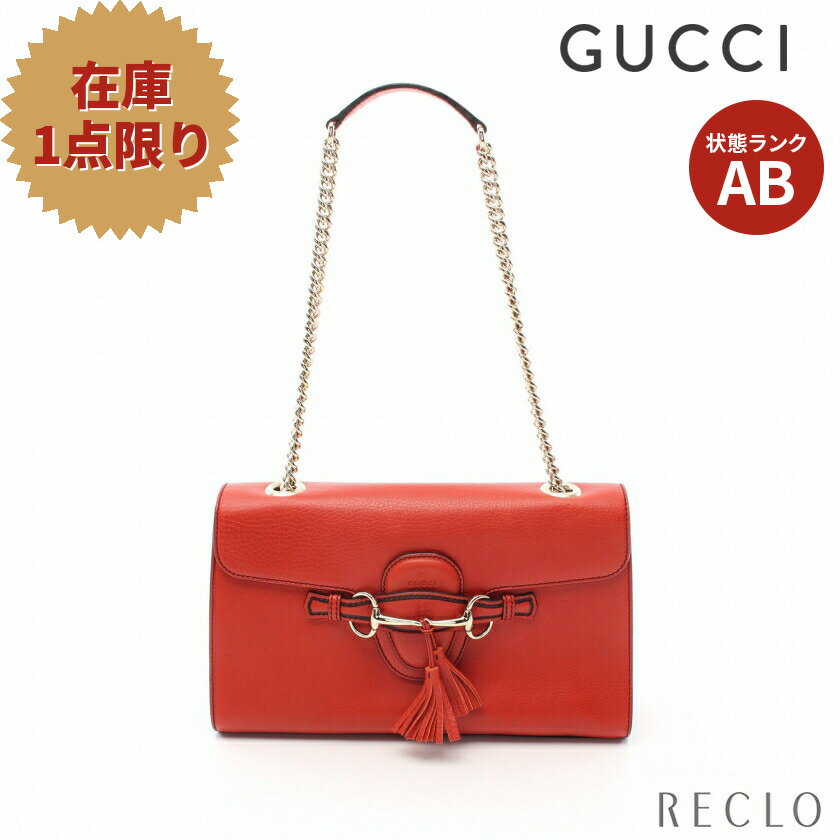 【エントリーでポイント10倍◎店舗限定4日20:00開始】【スーパーSALE限定!!10%OFF以上】グッチ GUCCI エミリー ホースビット チェーンショルダーバッグ レザー レッド 295402 【中古】 送料無料 良品_2406ss_all_bg_0604