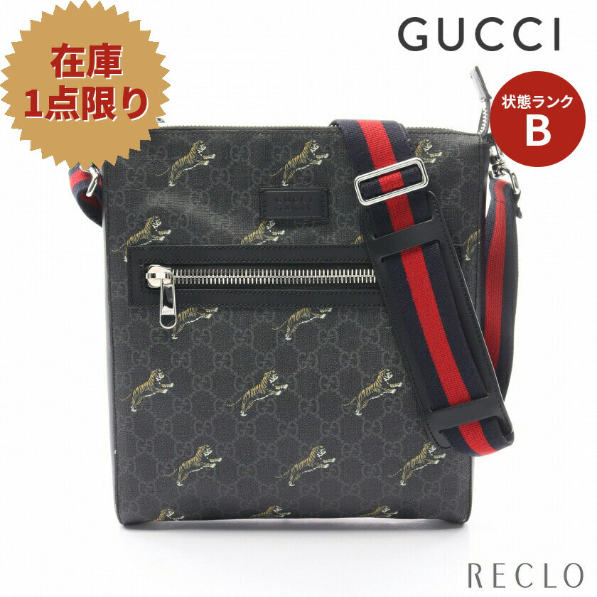 【スーパーSALE限定!!10%OFF以上】グッチ GUCCI GGスプリーム タイガー メッセンジャーバッグ シェリーライン ショルダーバッグ PVC レザー ブラック マルチカラー 474137 【中古】 送料無料_2406ss_all_bg_0604