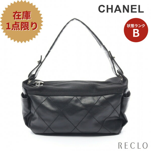 シャネル CHANEL パリビアリッツ ワンショルダーバッグ コーティングキャンバス レザー ブラック シルバー金具 A34205 【中古】