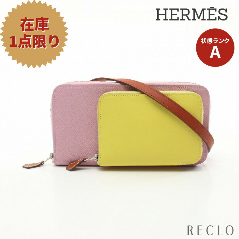 【10周年SALE!!15%OFF以上】エルメス HERMES ヌーヴォー トゥー ゴー モーヴシルベストル ライム キュイーブル ショルダーウォレット ヴォーエプソン ヴォースイフト ライトピンク マルチカラー シルバー金具 B刻印 【中古】 送料無料 美品10th_all_2_bg_10th_2