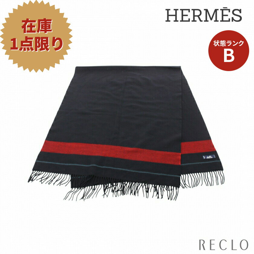 【中古】エルメス HERMES マフラー カシミヤ ブラック マルチカラー  送料無料_2406ss_all_wal_0604