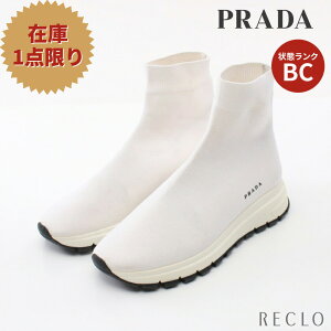 【10周年SALE!!35%OFF以上】プラダ PRADA ソックス スニーカー ハイカットスニーカー ファブリック ホワイト 1T715L 【中古】 送料無料_10th_all_apa_10th