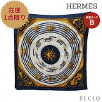 エルメス HERMES カレ90 DIES ET HORE スカーフ シルク ネイビー マルチカラー 【中古】 送料無料