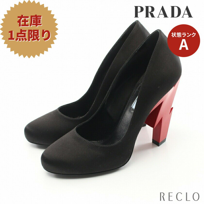 【10周年SALE!!45%OFF以上】プラダ PRADA パンプス レーヨン シルク ブラック レッド 【中古】 送料無料 美品10th_all_2_apa_10th_2