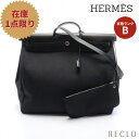 【10周年SALE!!20%OFF以上】エルメス HERMES エールバッグジップ50 ルトゥルネ キャビン ボストンバッグ トワルミリタリー レザー ブラック シルバー金具 2WAY Y刻印 【中古】10th_all_2_bg_10th_2