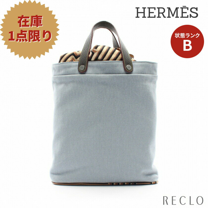 【10周年SALE!!25%OFF以上】エルメス HERMES プティアッシュ ハンドバッグ トートバッグ キャンバス レザー シルク ライトブルー マルチカラー シルバー金具 【中古】 送料無料10th_all_2_bg_10th_2