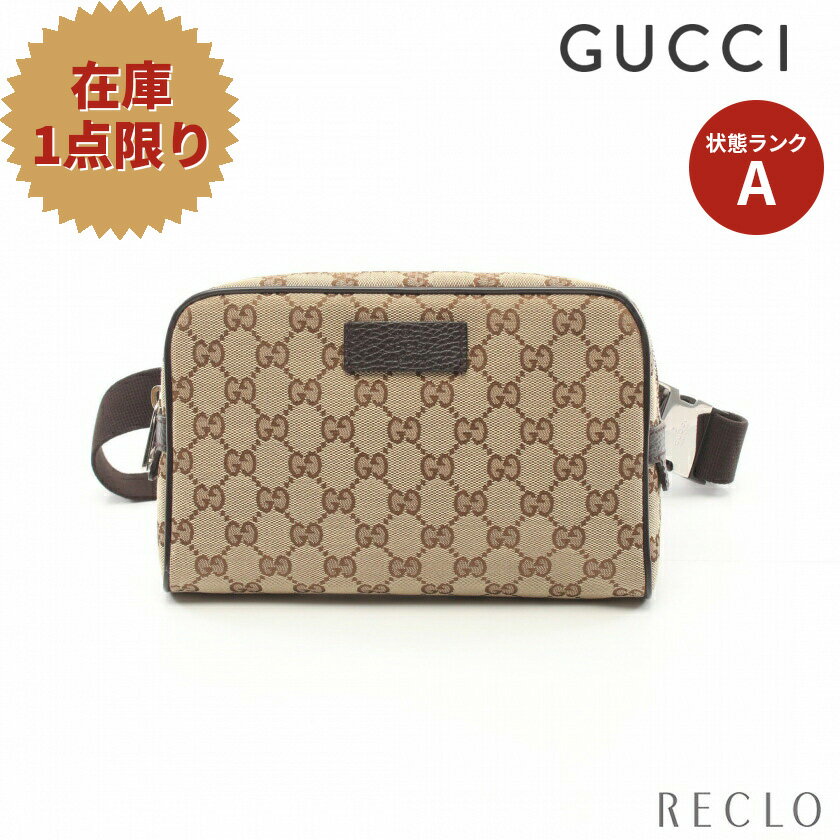 【エントリーでポイント10倍◎対象店舗限定27日1:59迄】グッチ GUCCI GGキャンバス ボディバッグ ウエストバッグ キャンバス レザー ベージュ ダークブラウン 449174【中古】 送料無料 美品_2406ss_all_bg_0604