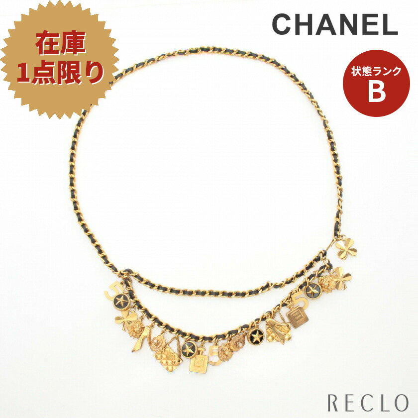 【10周年SALE!!10%OFF以上】シャネル CHANEL チェーンベルト ベルト GP レザー ゴールド ブラック 93A 【中古】 送料無料10th_all_2_wal_10th_2