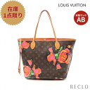 【10周年SALE!!10%OFF以上】ルイヴィトン LOUIS VUITTON ネヴァーフルMM モノグラムローズ ショルダーバッグ トートバッグ PVC レザー ブラウン ピンク マルチカラー M48613【中古】 送料無料 ルイビトン 良品_10th_all_bg_10th