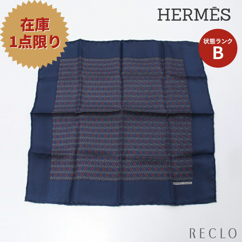 エルメス HERMES プチカレ カレ45 スカーフ 総柄 シルク ネイビー マルチカラー 【中古】 送料無料_2406ss_all_wal_0604