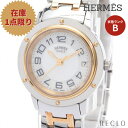 エルメス HERMES クリッパー レディース 腕時計 クオーツ SS GP シルバー ゴールド ホワイトシェル文字盤 CP1.220【中古】 送料無料 ト..