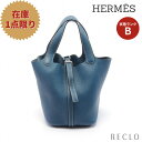 エルメス HERMES ピコタンPM ハンドバッグ トリヨンクレマンス ダークブルー シルバー金具 □H刻印 【中古】 送料無料_10th_all_bg_10th