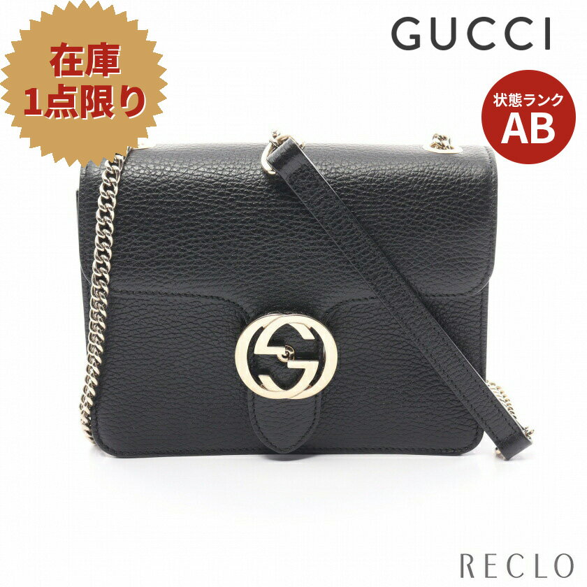 グッチ GUCCI インターロッキングG チェーンショルダーバッグ レザー ブラック 510304【中古】 送料無料 良品