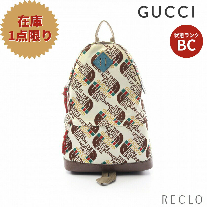 グッチ GUCCI GUCCI × THE NORTH FACE バックパック リュックサック ナイロン レザー オフホワイト マルチカラー 650288【中古】 送料無料_2406ss_all_bg_0604