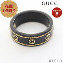 グッチ GUCCI アイコン インターロッキングG リング 指輪 K18YG ブラック イエローゴールド 【中古】 送料無料