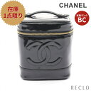 シャネル CHANEL ココマーク ハンドバッグ バニティバッグ エナメルレザー ブラック ゴールド金具 【中古】 送料無料