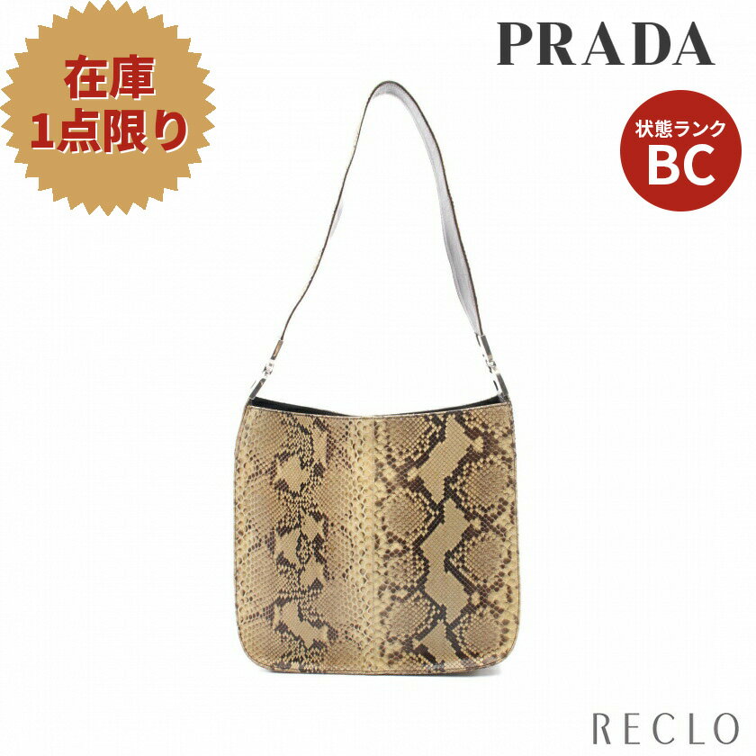 【10周年SALE!!20%OFF以上】プラダ PRADA ワンショルダーバッグ パイソン レザー ベージュ ダークブラウン 【中古】 送料無料10th_all_2_bg_10th_2