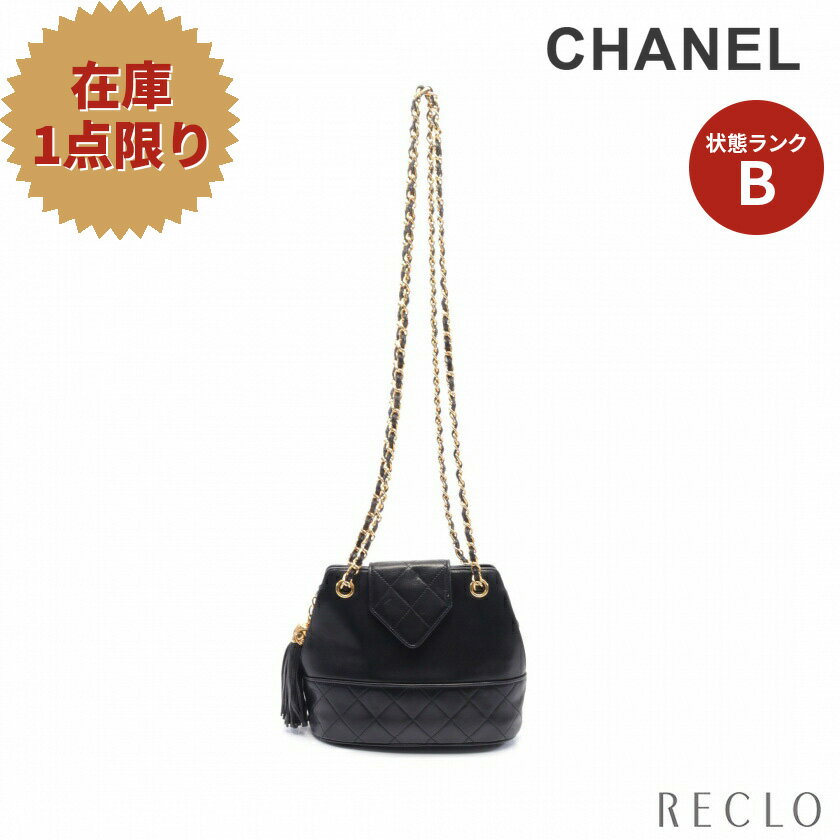 シャネル CHANEL マトラッセ Wチェーンショルダーバッグ ラムスキン ブラック ゴールド金具 タッセル ヴィンテージ 【中古】 送料無料