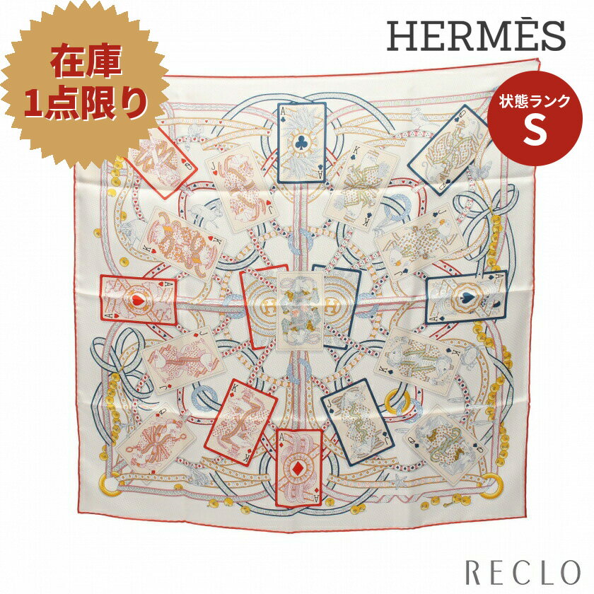 【スーパーSALE限定!!10%OFF以上】エルメス HERMES カレ70 Dame de Coeur スカーフ シルク ホワイト マルチカラー 【中古】 送料無料 極美品_2406ss_all_sp_0604