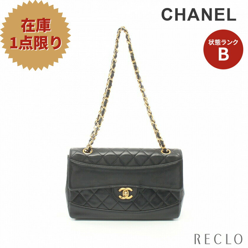 シャネル CHANEL マトラッセ Wチェーンショルダーバッグ ラムスキン ブラック ゴールド金具 ヴィンテージ 【中古】 送料無料