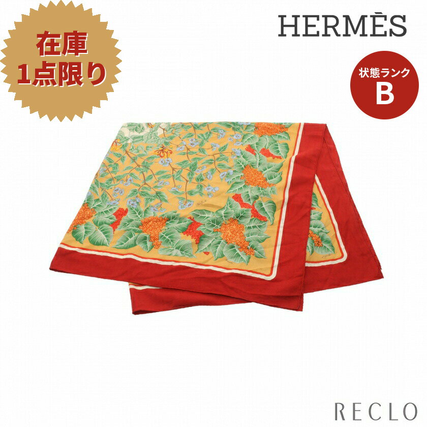 【10周年SALE!!40%OFF以上】エルメス HERMES カレジェアン カレ140 スカーフ ショール カシミヤ シルク イエローブラウン レッド マルチカラー 【中古】 送料無料10th_all_2_wal_10th_2