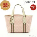 グッチ GUCCI GGキャンバス ハンドバッグ トートバッグ キャンバス レザー ピンク オフホワイト 139261【中古】 送料無料