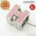 エルメス HERMES カージュドアッシュ Hキューブ ネックレス シルバー ピンク 【中古】 送料無料