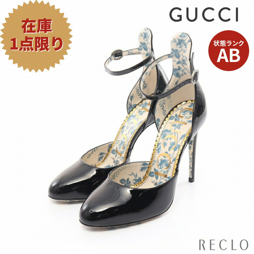 楽天RECLO（リクロ）楽天市場店【スーパーSALE限定!!15％OFF以上】グッチ GUCCI デイジー パンプス エナメルレザー ブラック アンクルストラップ 【中古】_2406ss_all_apa_0604