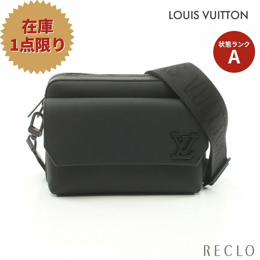 ルイヴィトン LOUIS VUITTON LVアエログラム ファストライン メッセンジャー ショルダーバッグ レザー ブラック M22482【中古】