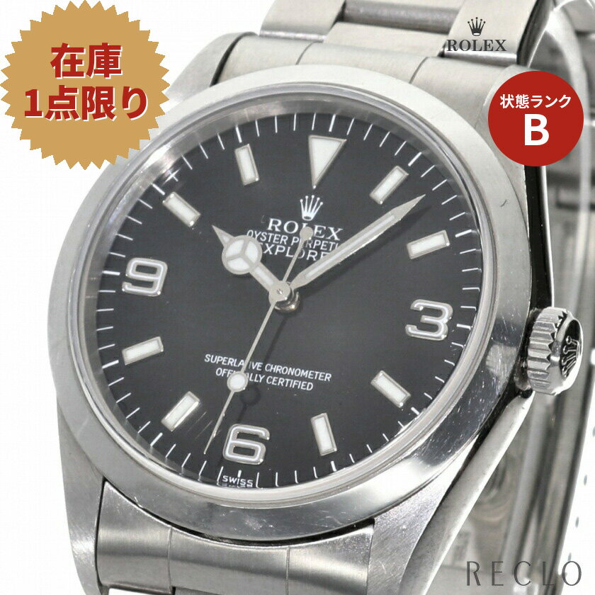 ロレックス ROLEX エクスプローラー1 メンズ 腕時計 自動巻き SS シルバー ブラック文字盤 A番 14270【中古】
