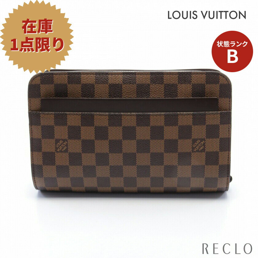 【SALE 5%OFF以上】ルイヴィトン LOUIS VUITTON サンルイ ダミエエベヌ クラッチバッグ セカンドバッグ PVC レザー ブラウン N51993【中古】 1