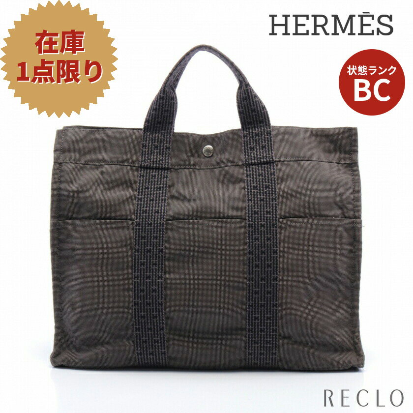 【SALE 10%OFF以上】エルメス HERMES エールラインMM ハンドバッグ トートバッグ ナイロンキャンバス グレー 【中古】