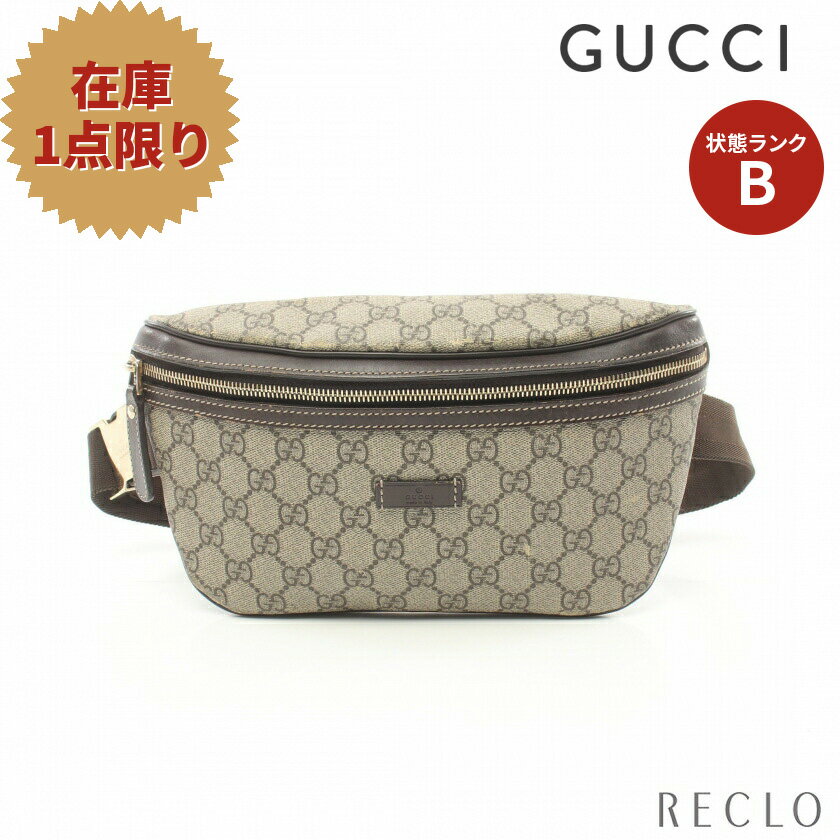 【エントリーでポイント10倍◎対象店舗限定27日1:59迄】【SALE 10%OFF以上】グッチ GUCCI GGスプリーム ボディバッグ ウエストバッグ PVC レザー ベージュ ダークブラウン 233269【中古】