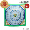 エルメス HERMES カレ90 RETOUR DE PECHE スカーフ シルク グリーン マルチカラー 【中古】
