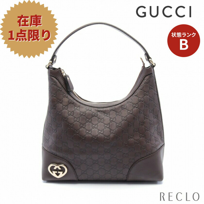 【エントリーでポイント10倍◎店舗限定4日20:00開始】グッチ GUCCI ラブリー グッチシマ ワンショルダーバッグ レザー ダークブラウン 257070【中古】