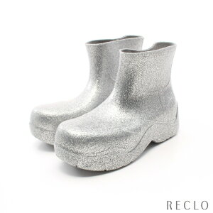 【10周年SALE!!10%OFF以上】ボッテガヴェネタ BOTTEGA VENETA PUDDLE BOOT レインシューズ ラバー シルバー ラメ 640043【中古】_10th_all_apa_10th