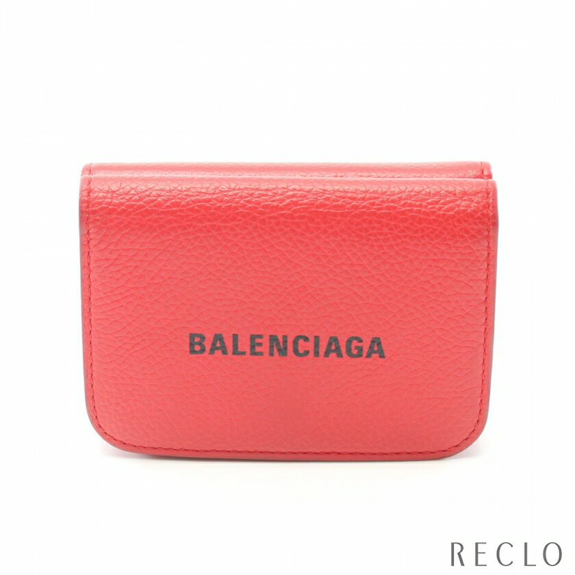 バレンシアガ BALENCIAGA Cash Mini Wallet キャッシュ ミニ ウォレット 三つ折り財布 コンパクトウォレット レザー レッド 593813【中古】