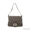 フェンディ FENDI マンマバケット ワンショルダーバッグ キャンバス レザー ベージュ ダークブラウン 26325【中古】 送料無料