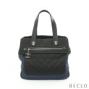 【10周年SALE!!5%OFF以上】シャネル CHANEL ココマーク ハンドバッグ トートバッグ ナイロン レザー ネイビー ブラック シルバー金具 【中古】 送料無料_10th_all_bg_10th