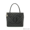 シャネル CHANEL 復刻トート ハンドバッグ トートバッグ キャビアスキン ブラック シルバー金具 A01804【中古】 送料無料