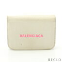 バレンシアガ BALENCIAGA Cash Mini Wallet キャッシュ ミニ ウォレット 三つ折り財布 コンパクトウォレット レザー オフホワイト 593813【中古】