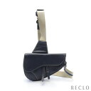 ディオール DIOR SADDLE サドル ボディバッグ レザー ダークネイビー 【中古】